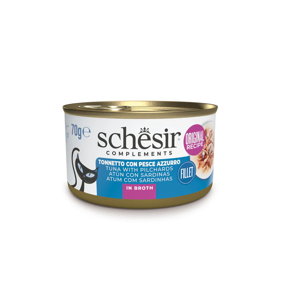 Schesir Tonnetto con Pesce Azzurro in Brodo 70g Lattina Schesir Tonnetto con Pesce Azzurro in Brodo 70g Lattina